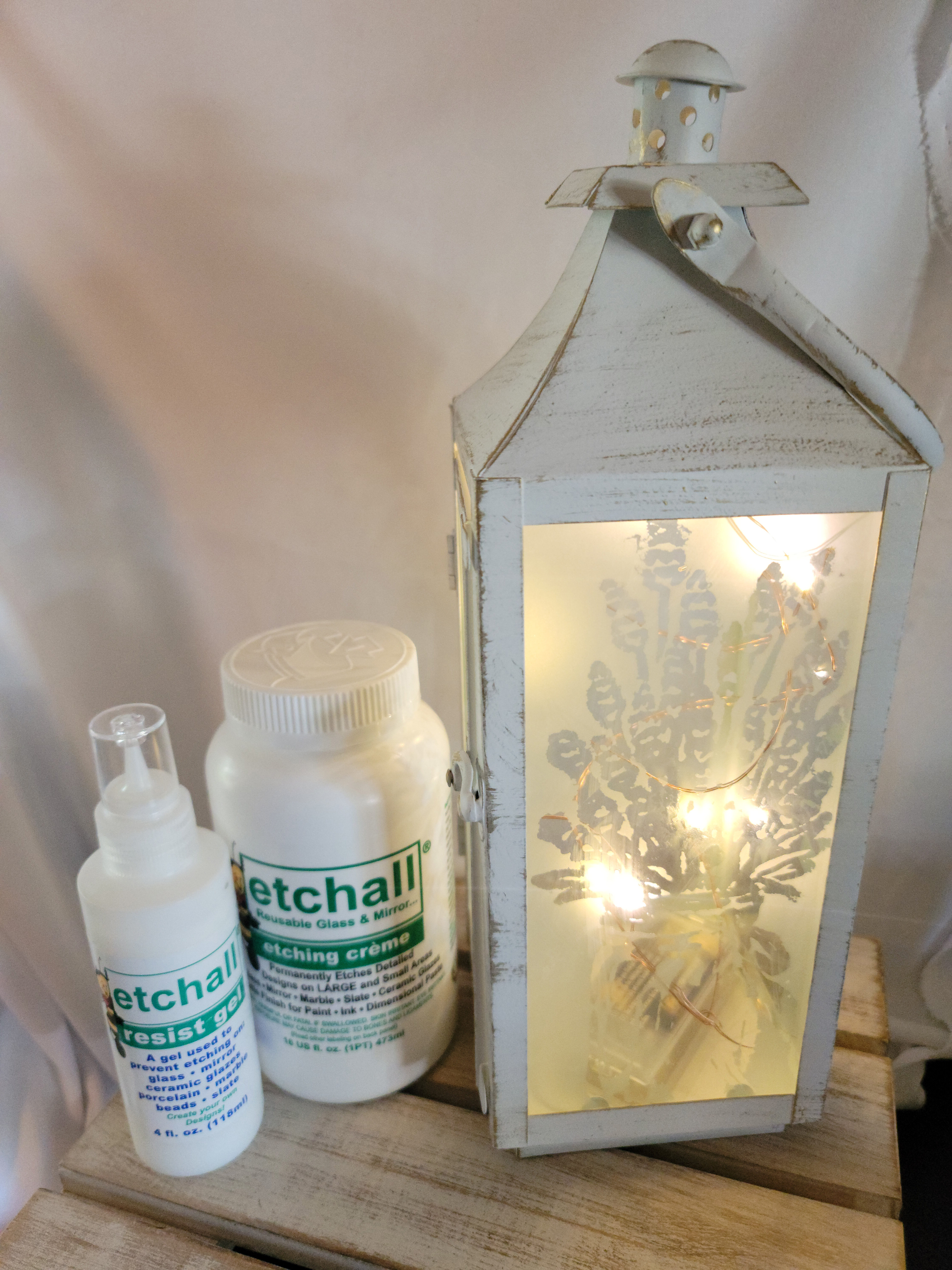 Etched Glass Lantern featuring Etchall - Forty11 Designs